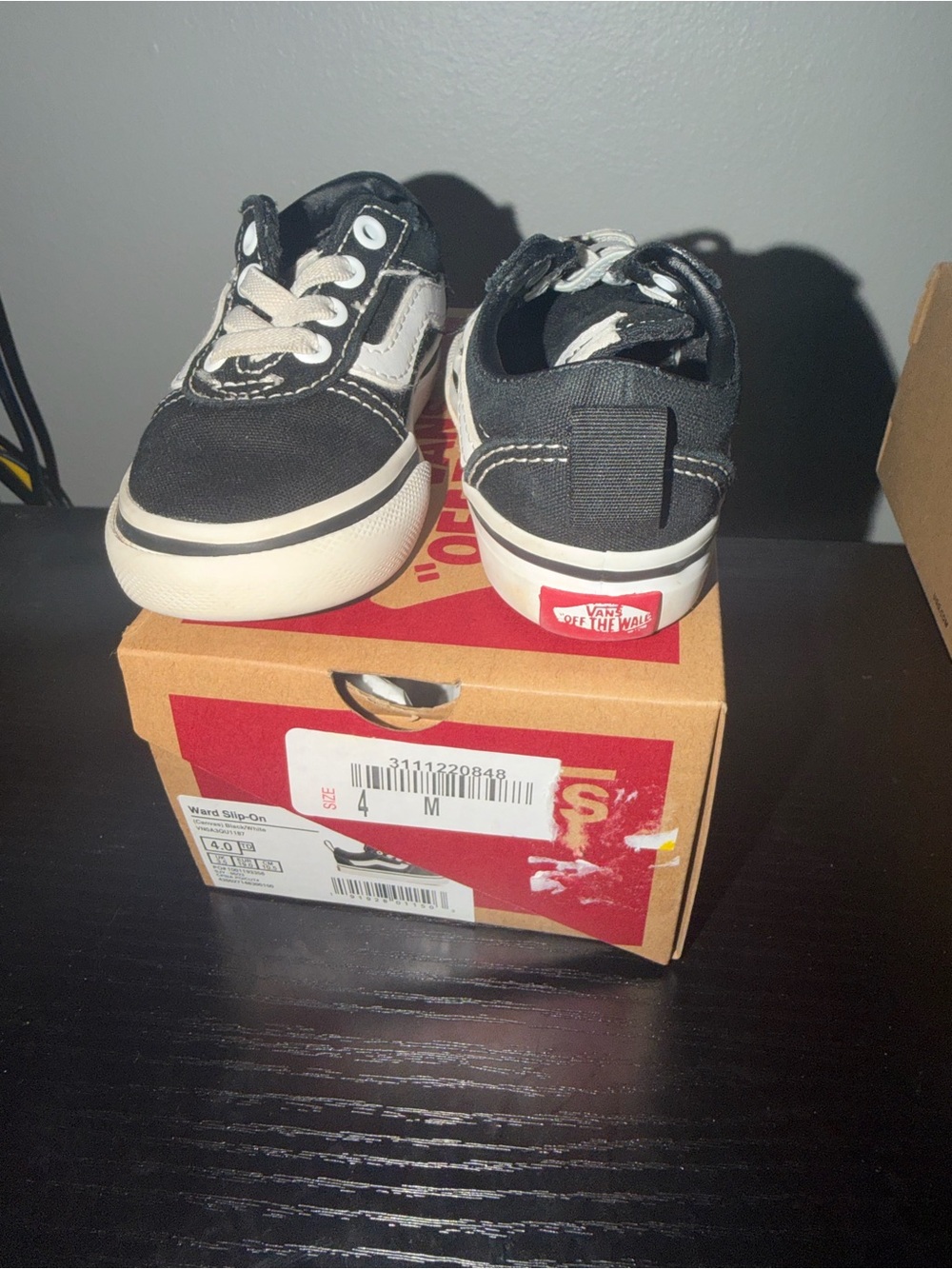 Vans Kids Black and White Low-Top Lace-Up Sneakers